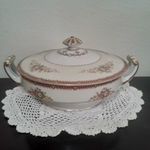 Vintage Rose China Decorative Two piece Covered Vegetable Dish